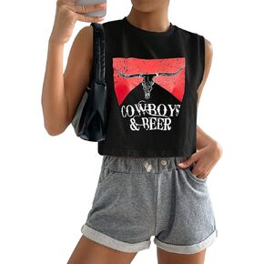 Country Concert Outfits Crop Tank Tops Women Cute Casual Summer Western Cowgirl Graphic Crop Tops for Teens Girls