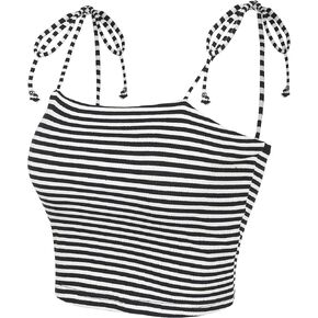 Allegra K Women's Cami Tube Top Tie Spaghetti Straps Sleeveless Summer Crop Tops