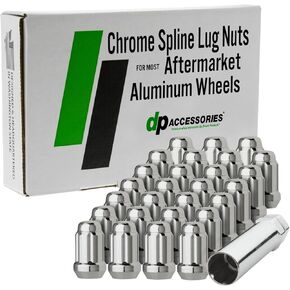 DPAccessories Lug Nuts Compatible with 2021-2024 Ford Bronco - with Aluminum Aftermarket Wheels - Black Lug Nuts - Aftermarket Wheel Lug Nuts - Spline Lug Nut Set - DFOBRO06A-BK/1