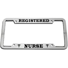 Speedy Pros Registered Nurse Zinc Metal License Plate Frame Car Auto Tag Holder Chrome 4 Holes