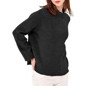 Simple&Opulence Women's Long Sleeve Crew Neck Wool Sweater Ribbed Knit Pullover Sweaters Tops for Women Trendy Cozy