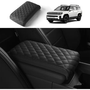 KMMOTORS (2023~ Santa Fe MX5 Car Center Console Armrest Cover and Console Lid, Santa Fe MX5 Arm Rest Seat Box Cover, Santa Fe MX5 Console Cover Interior Accessories (Black)