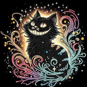 DOMROM Black Cat Diamond Painting Kits for Adults, Cat 5D Special Shape Diamond Painting Kits for Beginners, Crystal Rhinestones Diamond Painting kit for Home Wall Decor Gift 12x12 inch