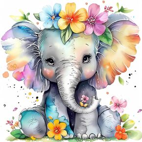 DOMROM Diamond Painting Kits for Adults, Cute Elephant Diamond Art Kits for Adults, 5D Elephant Diamond Painting, DIY Full Drill Diamond Painting Gem Arts and Crafts for Home Decor Gifts 12x12 inch