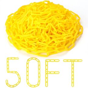 200ft Plastic Barrier Chain Yellow Plastic Chain Links Weatherproof Safety Link Crowd Control Barriers Garden Fence Decoration (1 Piece)