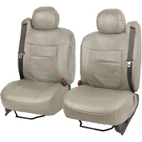 BDK Leather Seat Covers for Trucks and SUV with Integrated Seatbelts, Car Seat Covers for Vehicles with Shoulder Seat Belts, Premium Leatherette Semi-Custom Fit Truck Seat Covers