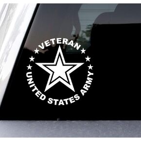 Sunset Graphics & Decals Army Veteran Decal Vinyl Car Sticker | Cars Trucks Vans Walls Laptop | White | 5.5 Inches | SGD000141