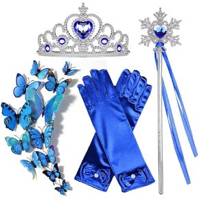Princess Costume Dress up Accessories for Girls Gloves Crown Necklace Wand Bracelet Cosplay Birthday Gifts Set