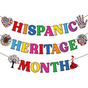 Blosssound 3 Pieces Hispanic Heritage Month Banner Decorations Latino Flag Banners Spanish Classroom Decor Latin American Hanging Banner Garland for National Hispanic Heritage Festival Party Supplies