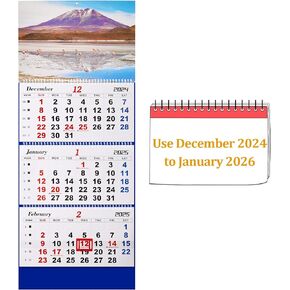 تقويم حائط 2025 تقويم شهري لمدة 3 أشهر تقويم جداري كبير ورق سميك 2024-2026 تقويم 14 شهرًا لمكتب العائلة (أزرق-1) in Kuwait