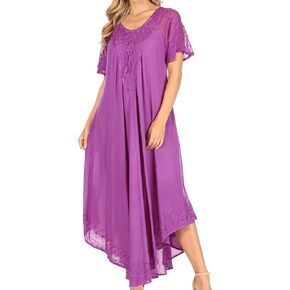 Sakkas Helena Embroidered Nightgown/Women Sleepwear with Eyelet Sleeves