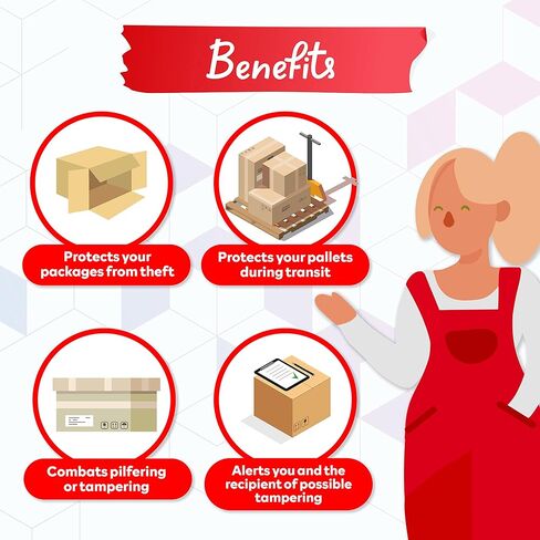 شريط XFasten للعبث الواضح مقاس 2 بوصة × 55 ياردة، ملصقات مقاومة للعبث بالنقل الإجمالي بنسبة 100%، شريط عبث أحمر سميك 2 مل مع ملصق شريط أمان مفتوح للعلامات الفارغة in Kuwait