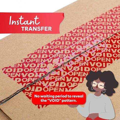 شريط XFasten للعبث الواضح مقاس 2 بوصة × 55 ياردة، ملصقات مقاومة للعبث بالنقل الإجمالي بنسبة 100%، شريط عبث أحمر سميك 2 مل مع ملصق شريط أمان مفتوح للعلامات الفارغة in Kuwait