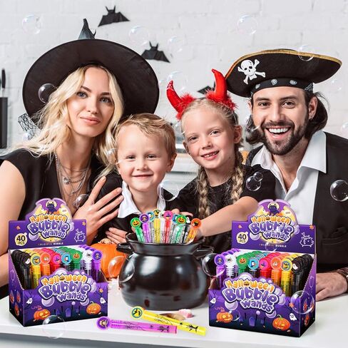 MOVINPE 80Pcs Halloween Mini Bubble Wands Bulk for Kids, 8 Styles Bubble Party Favors Halloween Bubble Toys Gifts Treats Non Candy Goodie Bag Fillers Classroom Prizes for Girls Boys Children (80 Pack) in Saudi Arabia