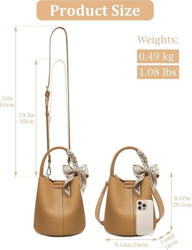 حقائب دلو من فوكسلوفر للنساء، محافظ من الجلد الطبيعي بمقبض علوي، محافظ مصممة للنساء مع محفظة داخلية بسحاب in Kuwait