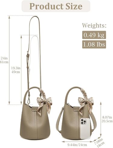 FOXLOVER Bucket Bags for Women, Genuine Leather Top-Handle Purses, Designer Purses for Women with Interior Zipper Purse in Kuwait