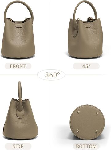 FOXLOVER Bucket Bags for Women, Genuine Leather Top-Handle Purses, Designer Purses for Women with Interior Zipper Purse in Kuwait