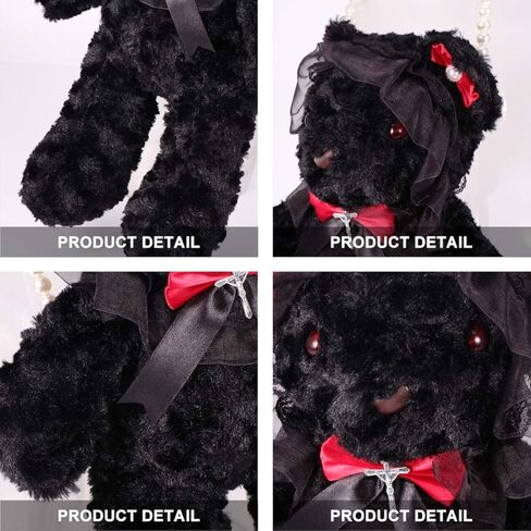 حقيبة كتف من القطيفة من KESYOO على الطراز القوطي، حقيبة كتف على شكل سلسلة من اللؤلؤ، ديكور لوليتا، محفظة باللون الأسود in Kuwait