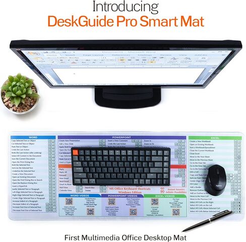 DeskGuide Pro MS Office Keyboard Pad Shortcut Mouse Pad - Non-Slip Excel Cheat Sheet Desk Pad with Color-Coded Design - Excel/Word/PPT/Outlook Shortcuts Keyboard Mat - Windows Mouse and Keyboard Pad in Kuwait