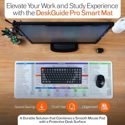 DeskGuide Pro MS Office Keyboard Pad Shortcut Mouse Pad - Non-Slip Excel Cheat Sheet Desk Pad with Color-Coded Design - Excel/Word/PPT/Outlook Shortcuts Keyboard Mat - Windows Mouse and Keyboard Pad in Kuwait