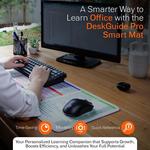 DeskGuide Pro MS Office Keyboard Pad Shortcut Mouse Pad - Non-Slip Excel Cheat Sheet Desk Pad with Color-Coded Design - Excel/Word/PPT/Outlook Shortcuts Keyboard Mat - Windows Mouse and Keyboard Pad in Kuwait