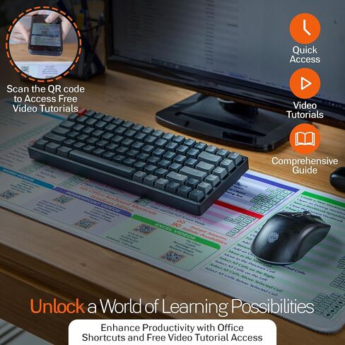 DeskGuide Pro MS Office Keyboard Pad Shortcut Mouse Pad - Non-Slip Excel Cheat Sheet Desk Pad with Color-Coded Design - Excel/Word/PPT/Outlook Shortcuts Keyboard Mat - Windows Mouse and Keyboard Pad in Kuwait
