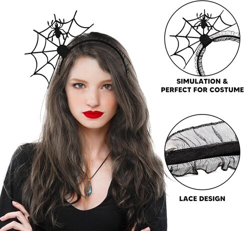 إبداعات Spooktacular Halloween Spider Web Hair Hoop، Cosplay Masquerade Spider Headband، الجدة Spiderweb Spider Headbands للأطفال البالغين زي الهالوين للحفلات التنكرية in Saudi Arabia