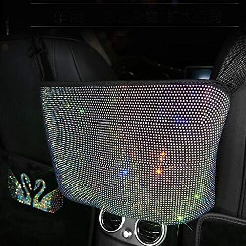 Crystal Car Organizers and Storage Purse Holder, Car Seat Back Net, Bling Diamonds Handbag Accessories for Women, Car Pet Barrier for Dogs and Kids, Multicolor in Saudi Arabia