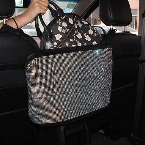 Crystal Car Organizers and Storage Purse Holder, Car Seat Back Net, Bling Diamonds Handbag Accessories for Women, Car Pet Barrier for Dogs and Kids, Multicolor in Saudi Arabia