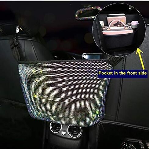 Crystal Car Organizers and Storage Purse Holder, Car Seat Back Net, Bling Diamonds Handbag Accessories for Women, Car Pet Barrier for Dogs and Kids, Multicolor in Saudi Arabia