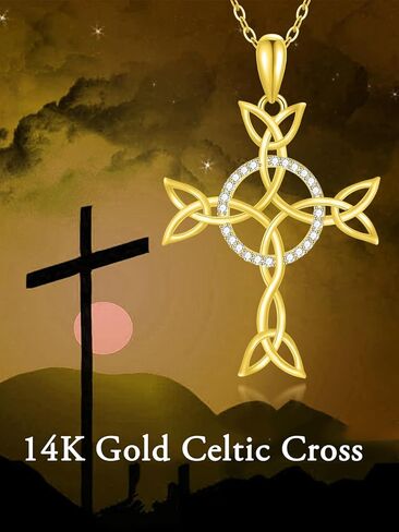 Cpckolf 14K الذهب إنفينيتي الصليب قلادة للنساء، الذهب الصلب الحقيقي الصليب قلادة قلادة لانهائي الحب الصليب الإيمان الدينية المعمودية مجوهرات عيد ميلاد الذكرى الإيمان مجوهرات الهدايا لأمها in Kuwait