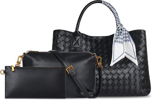KOOIJNKO Woven Tote Bag for Women Woven Bag Purse Large Tote Purses 15.6L in Saudi Arabia