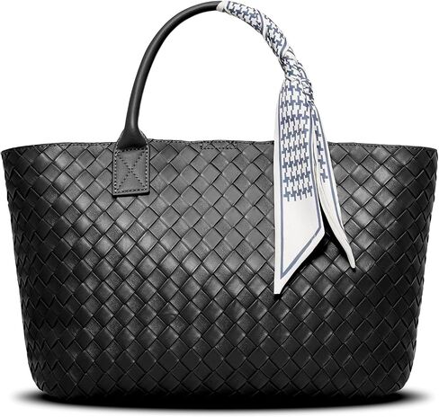 KOOIJNKO Woven Tote Bag for Women Woven Bag Purse Large Tote Purses 15.6L in Saudi Arabia