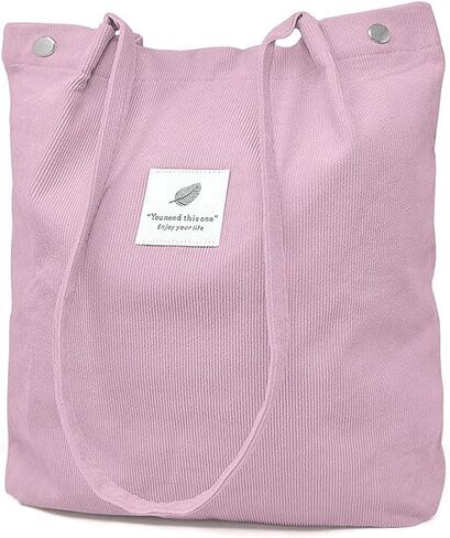 Canvas Tote Bag for Women, Large Capacity Corduroy Quilted Tote Bag with Inner Pockets, Durable Stylish ，Reusablee in Saudi Arabia