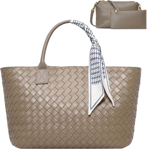 KOOIJNKO Woven Tote Bag for Women Woven Bag Purse Large Tote Purses 15.6L in Saudi Arabia