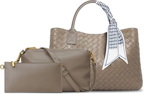 KOOIJNKO Woven Tote Bag for Women Woven Bag Purse Large Tote Purses 15.6L in Saudi Arabia