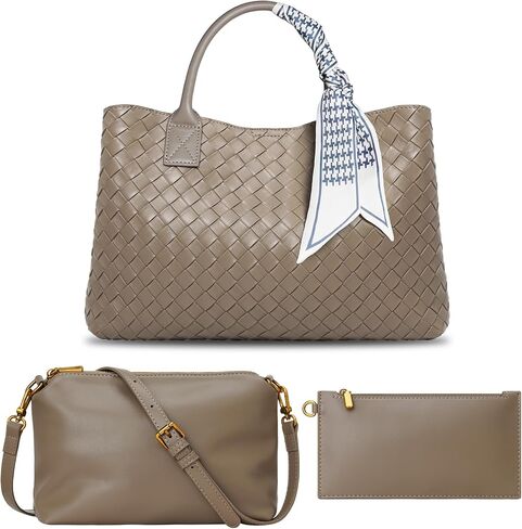 KOOIJNKO Woven Tote Bag for Women Woven Bag Purse Large Tote Purses 15.6L in Saudi Arabia