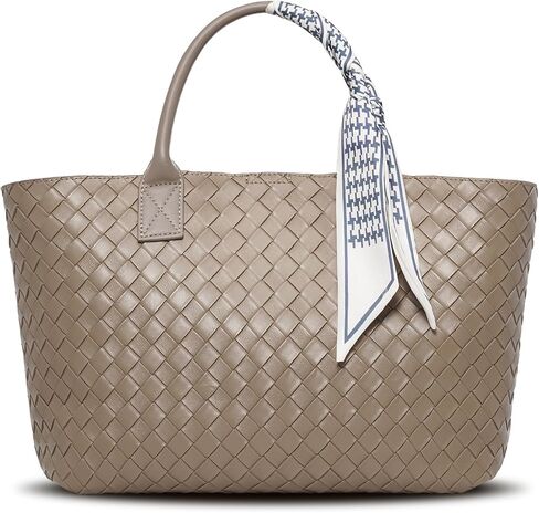 KOOIJNKO Woven Tote Bag for Women Woven Bag Purse Large Tote Purses 15.6L in Saudi Arabia