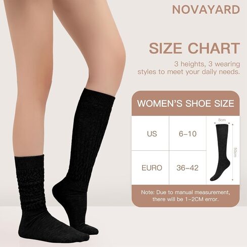 NOVAYARD Slouchy Socks for Women 3 Pack Soft Scrunch Socks Knee High Boot Socks Stack Socks in Saudi Arabia