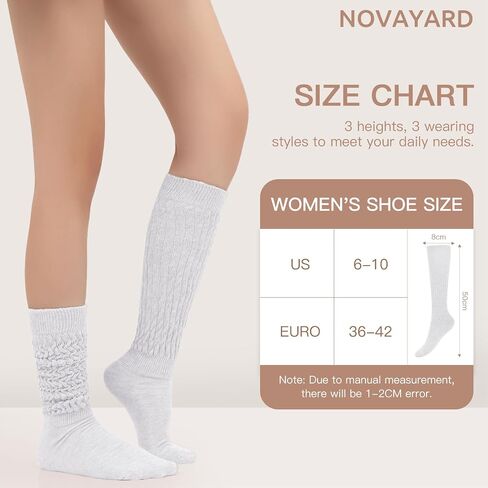 NOVAYARD Slouchy Socks for Women 3 Pack Soft Scrunch Socks Knee High Boot Socks Stack Socks in Saudi Arabia