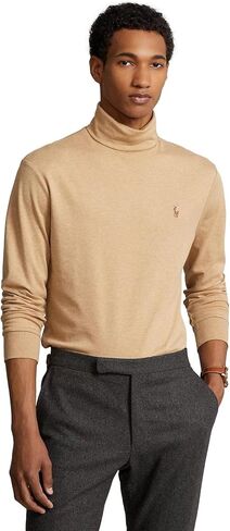 تي شيرت رجالي من POLO RALPH LAUREN بمقاس كلاسيكي ناعم الملمس وياقة مدورة وأكمام طويلة (L، CamelHtr) in Saudi Arabia