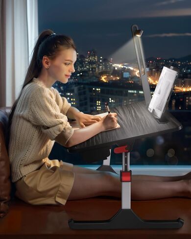 NEARPOW Laptop Desk for Bed with LED Light, Adjustable Foldable Bed Table Lap Desk,Computer Tray Laptop Stand with Book Stand,Wrist Rest, Storage Drawer for Adults Kids Writing Work Study Couch Floor in Saudi Arabia