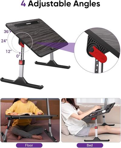 NEARPOW Laptop Desk for Bed with LED Light, Adjustable Foldable Bed Table Lap Desk,Computer Tray Laptop Stand with Book Stand,Wrist Rest, Storage Drawer for Adults Kids Writing Work Study Couch Floor in Saudi Arabia