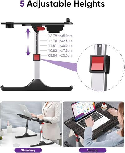 NEARPOW Laptop Desk for Bed with LED Light, Adjustable Foldable Bed Table Lap Desk,Computer Tray Laptop Stand with Book Stand,Wrist Rest, Storage Drawer for Adults Kids Writing Work Study Couch Floor in Saudi Arabia