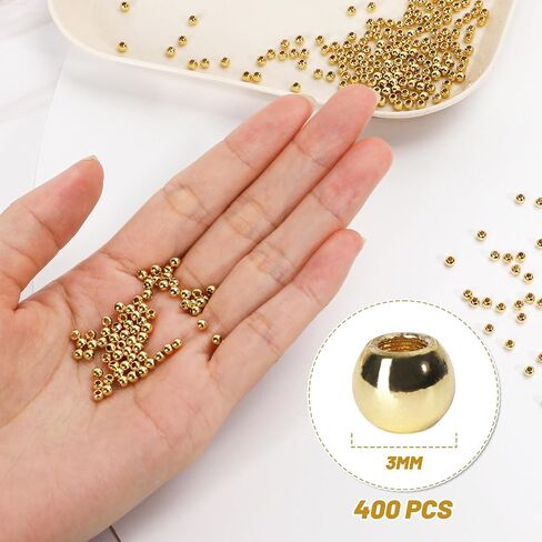 600pcs 2mm 18K Gold Filled Spacer Beads for Bracelets Seamless Tiny Small Gold Round Spacer Beads for Jewelry Making DIY Bracelet Necklace Earring Smooth Metal Circle Beads for Bulk Making Supply in Saudi Arabia