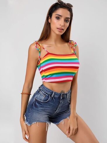 Allegra K Women's Cami Tube Top Tie Spaghetti Straps Sleeveless Summer Crop Tops in Saudi Arabia