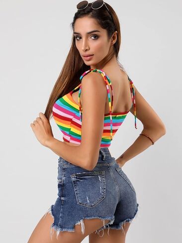Allegra K Women's Cami Tube Top Tie Spaghetti Straps Sleeveless Summer Crop Tops in Saudi Arabia