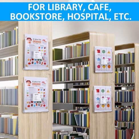 4 مجموعات من حامل كتيبات الأكريليك على الحائط مقاس 8.5 بوصة × 11 بوصة مع حامل بطاقة عمل قابل للإزالة وحامل أدب شفاف وحامل عرض جداري لمجلات بلاستيكية لمجلات كتيبات الكتيبات in Kuwait