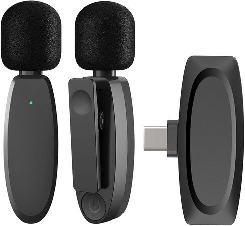 MAXTOP 3 in 1 Mini Microphone Wireless Lavalier Microphones for iPhone, Android and Camera- 2.4G Cordless Double Mics with Noise Reduction-Professional Video Recording Lav Mic for Interview, Vlog in Kuwait