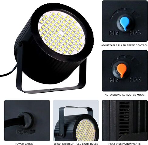 ENUOLI Mini Strobe Light-32 Super Bright LED Light Bulbs for Halloween,Variable Flash Speed Control Flashing Lights for Christmas,Clubs,Stage Light Effect,Disco,Bars,Party Lights(White Color) in Kuwait